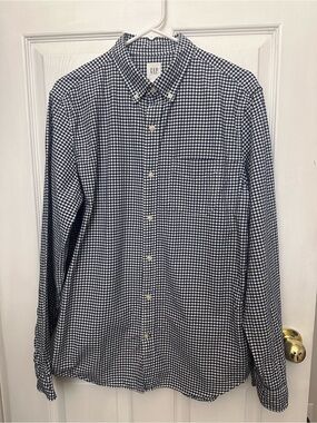 GAP Navy & White Gingham Button-Down Shirt